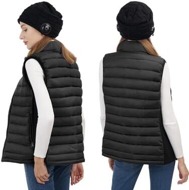 Обогріваючий жилет Daen з акумулятором 10000 mAh, 3 рівня температури та 4 зони нагріву, для активного відпочинку та мотоспорту (XXL, Чорний)