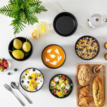 Набір супових та салатних мисок Vancasso PLAYA, 6 шт., 0.9 л, чорний, кераміка