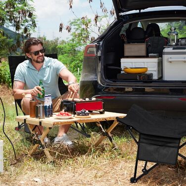 Крісло для кемпінгу складне, до 150 кг, легке, регульоване, з сумкою, для відпочинку на природі, риболовлі, саду, пляжу, піших прогулянок (Чорний)