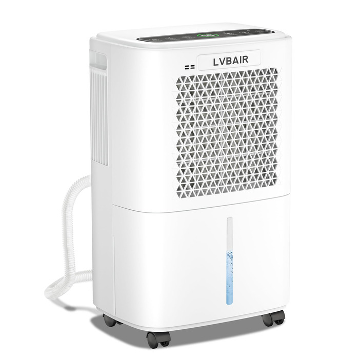 Електричний осушувач повітря 12л/день для 25м²/122м³ – потужне осушення, бак 2л, постійний дренаж, тиха робота, для спальні, підвалу, вітальні