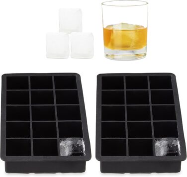 Силіконова форма для льоду Relaxdays, 10 шт, 3,5 см, BPA-free, чорна, для коктейлів