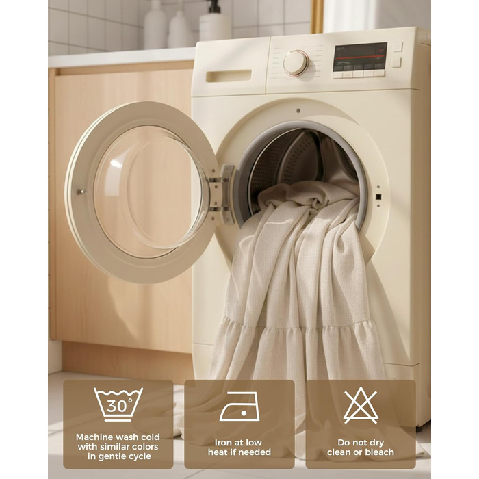 Штора для душу 180x180 см Бежева, Льняна текстура - Водонепроникна, з обтяженим краєм, 12 кілець, для ванної кімнати