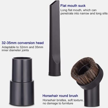 Насадки для пилососа: насадка для м'яких меблів, щітка для килимів, універсальний адаптер 32-35 мм