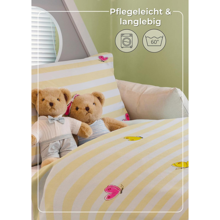 Комплект постільної білизни для дітей Gräfenstayn® з принтом тварин (жирафа та слон) - 100% бавовна (ренфорс) - ковдра 135x100 см, подушка 135x100 см