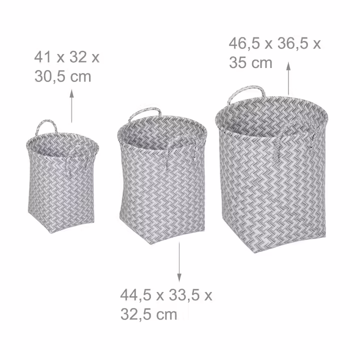 Relaxdays Woven Laundry Basket 3-Piece Set