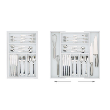 Relaxdays Cutlery Insert Bamboo White