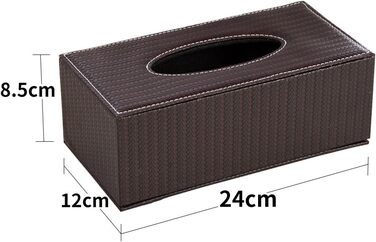 Тримач для серветок з шкіри, стильний та міцний, для дому, офісу та автомобіля. Тримач для тканинних серветок, прямокутний, ретро-дизайн (колір: темно-коричневий з смугами)