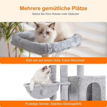 Котячий будиночок Heybly з котячою щіткою, котячий будиночок для домашніх котів з м'якою подушкою, котячий когтетоп з корзиною, когтеточкою та стовпчиком, HCT005SG (світло-сірий)