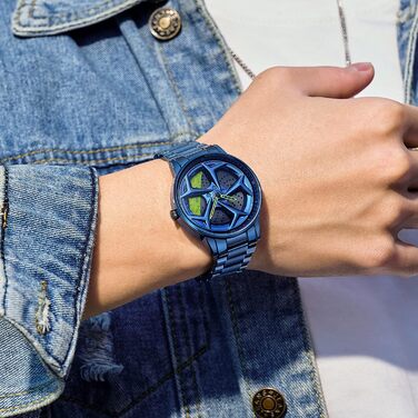 Чоловічий годинник Findtime з нержавіючої сталі, кварцовий, аналоговий, водостійкий 30M, бізнес-стиль, для автоспорту (блакитний)