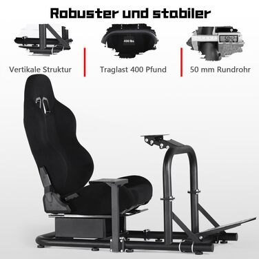 Ігровий кокпіт-симулятор Dardoo Racing з сидінням для керма Logitech G29 G923, Thrustmaster T300RS, Fanatec (PS4, PC)