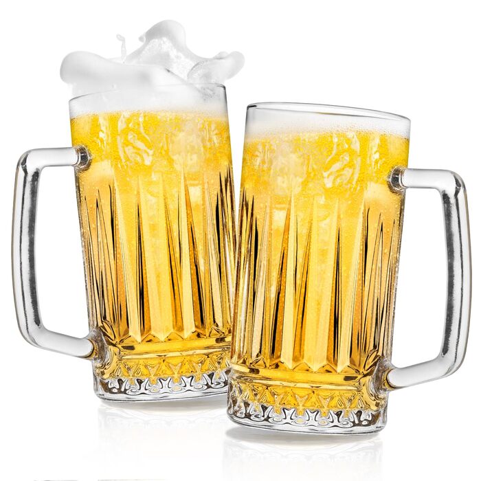 Набір з 2 скляних кружок для пива на 580 мл з ручкою, Elysia