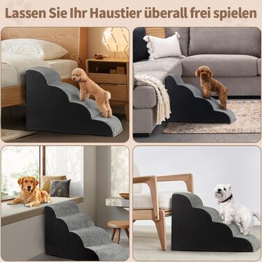 Pet Stairs for Small Dogs and Cats, 4 Steps 50cm High Dog Stairs Cat Stairs with Removable, Washable, Portable Pet Stairs for Small Dogs