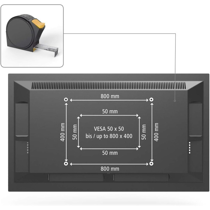Hama TV Wall Mount Bracket (37-90 inch TVs, up to 100kg, VESA 800x400) - Fixed Black TV Wall Mount with Low Profile, Includes Fischer Anchors & Instructions