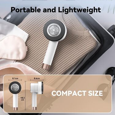 Електричний видалення ворсу з LED-дисплеєм - 6 лез з нержавіючої сталі, 3 швидкості, USB-зарядка. Підходить для одягу, пледів, диванів та постільної білизни (білий)