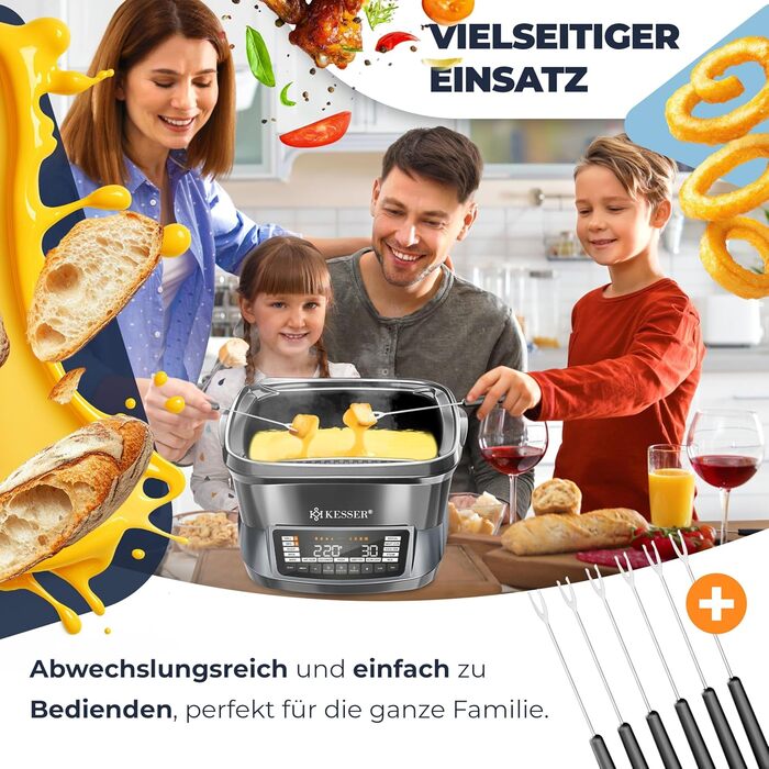 Мультиварка KESSER® 8л з фритюрницею та 16 програм - гриль, випічка, тушкування, приготування на пару, підтримка тепла, швидка обробка, рисоварка, йогуртниця (антрацит)
