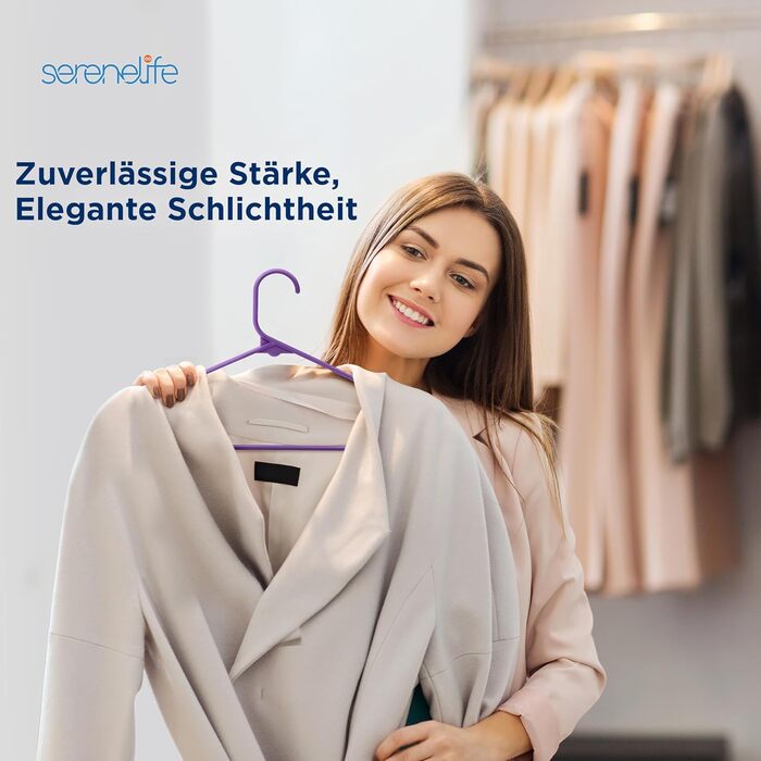 Плечики для одягу SereneLife пластикові білі, набір 10 шт., 42 см - антиковзні, для сорочок, штанів та суконь
