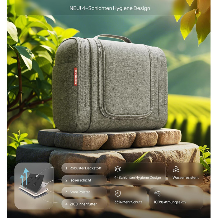 Чоловіча/Жіноча/Дитяча Туалетна Сумка Traveaner для Подорожей, 7 Відділень, 3-в-1, Водостійка (Сірий, XXL)