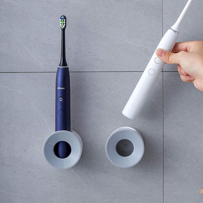 Electric Toothbrush Holder for Bathroom, Wall Mount for Shower, Space-Saving, Bathroom Storage, Organizer, Kids Toothbrush Holder, Bathroom Decor (4, gray)
