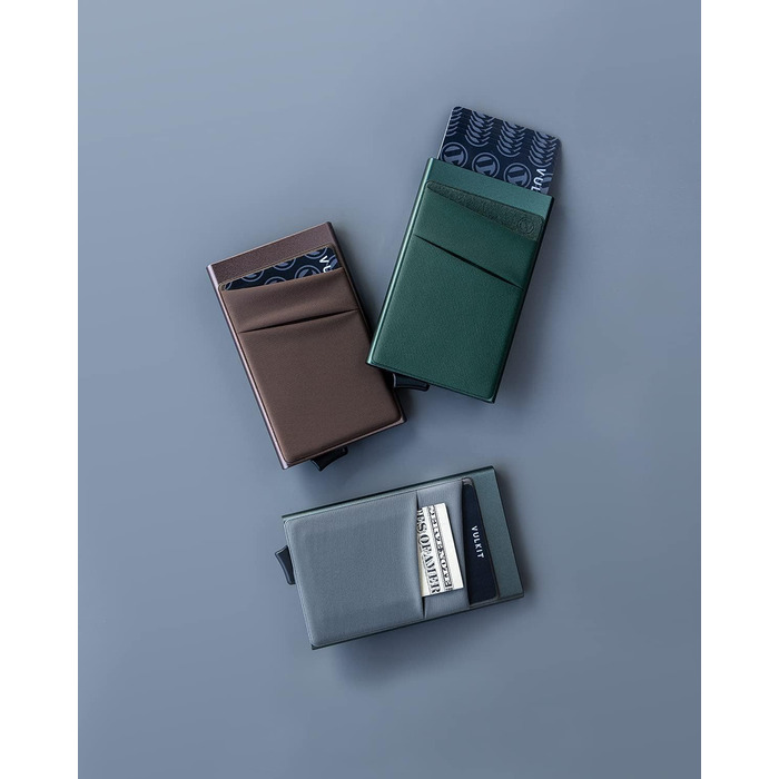 Чоловіче картхолдер VULKIT з RFID NFC захистом: компактний гаманець для 5-7 карт та грошей (Місячний зелений)