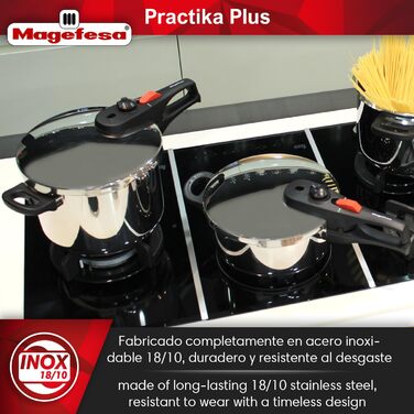 Скороварка Magefesa Practika Plus 7.5 л з кошиком і скляною кришкою, нержавіюча сталь 18/10, для індукції, з датчиком тиску