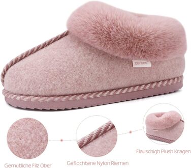 Домашні тапочки COFACE для жінок, зручні, з піною Memory Foam, з фетру, зимові, розмір 36-43 (рожеві, 41 EU)