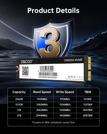 SSD 2TB NVMe PCIe Gen3.0x4 для Mac (2013-2018) - Швидкість до 2000 МБ/с читання, 1600 МБ/с запису