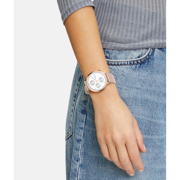 Годинник Liebeskind Berlin для жінок – круглий багатофункціональний годинник 38 мм – браслет з нержавіючої сталі або шкіри – водонепроникний 5ATM. Елегантний дизайн (рожевий)