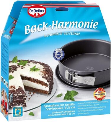 Dr. Oetker Springform, Ø 26 cm, leak-proof cake pan, round steel baking pan with ceramic-reinforced non-stick coating (color: gray), quantity: 1 piece