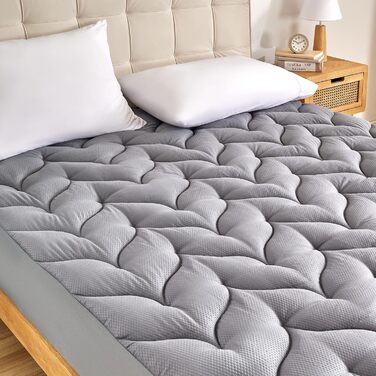 Sonive Soft Mattress Topper 90x200 cm, Quilted Mattress Protector Covers, Nanotex, 30 cm Deep Pocket, Non-Slip, Breathable, for Children, Grey