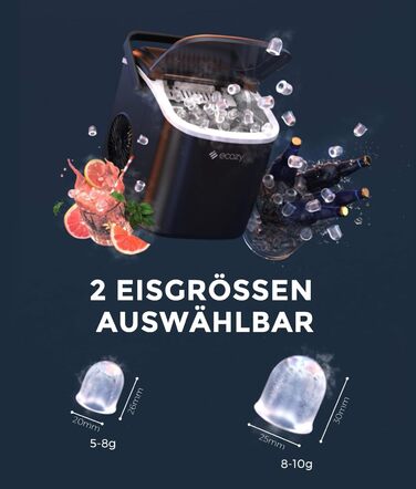 Машина для приготування льоду Ecozy: компактна, самоочисна, 9 кубиків за 6 хвилин, 12 кг/24 години, для дому та вечірок