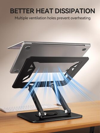 Підставка для ноутбука на стіл Tounee, регульована, 360° обертання, ергономічна, для MacBook Pro, Air та ноутбуків 10-16 дюймів – чорна