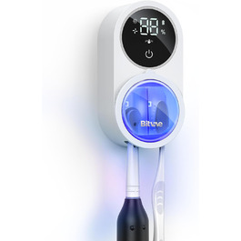 Toothbrush Cleaner, Cleaning and Air Drying, LED Smart Screen, Rechargeable Wall Mount, White