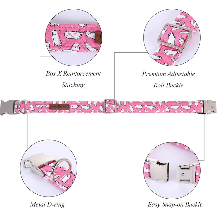 Елегантний нашийник Lionet Paws для собак з краваткою, бавовна, зручний, з металевим замком, розмір 40-66 см, Ghost