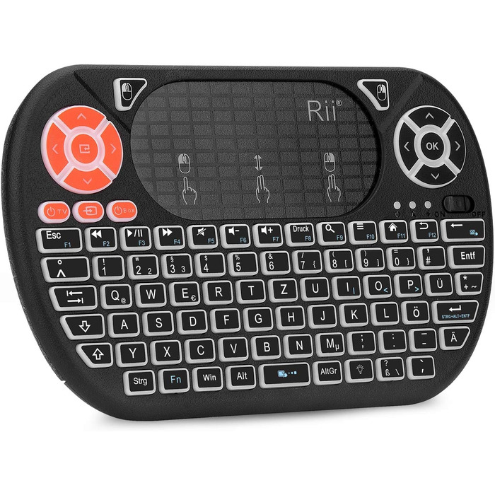 Бездротовий ігровий комплект клавіатури та миші Rii, Bluetooth + 2.4GHz, LED-підсвічування, QWERTZ (Mini)