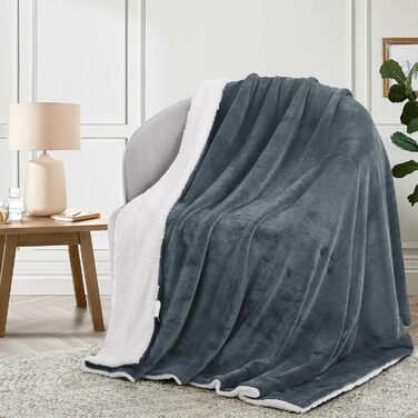 Плед Aisbo Warm Kuscheldecke: теплий, м'який, флісовий плед 150x200 см, XL, для дивана, антрацит