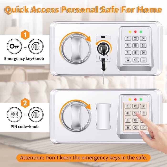 Сейф для дому Safe Tresor 25L вогне- та водостійкий з цифровим кодом, полицею та сигналізацією для цінностей, документів, ліків