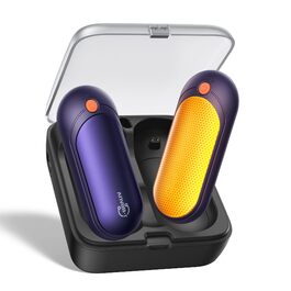 Електричні грілки для рук 2 шт. з акумулятором 2000mAh, зарядний пристрій 10000mAh, 5 режимів нагріву, USB, до 24 годин, для дітей, чоловіків, жінок, фіолетовий, компактний