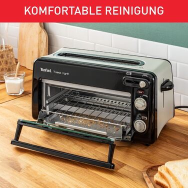 Tefal Toast n’ Grill TL6008 | 2-in-1 Toaster and Mini-Oven | Very energy-efficient and fast | 1300 Watt | 43.5 x 28.5 x 22.5 cm | Black/ Matte aluminum | 220-240V | 50-60Hz Single