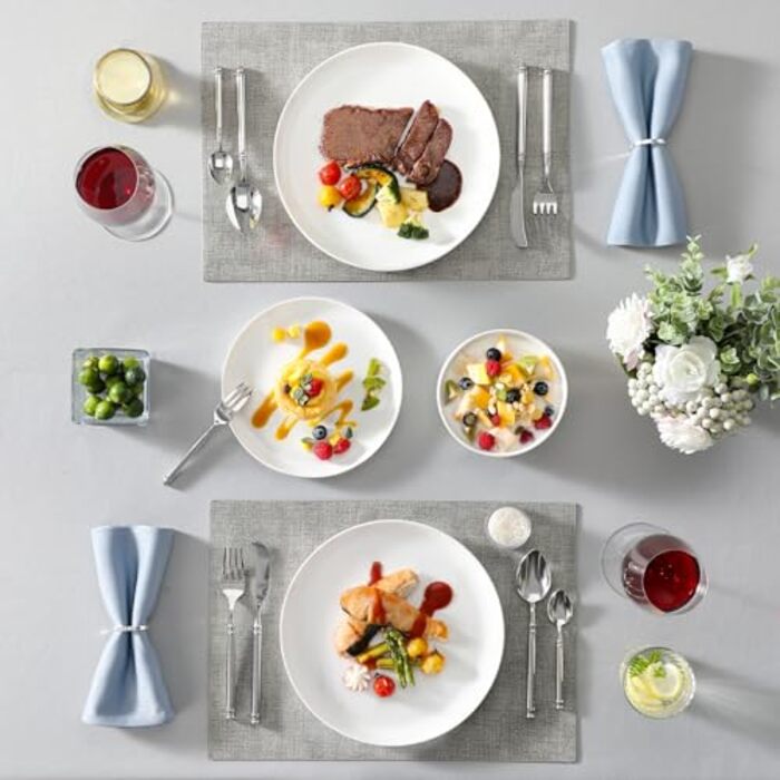 Набір порцелянового посуду MALACASA LUNA на 6 осіб, 18 предметів, білий, сучасний стиль