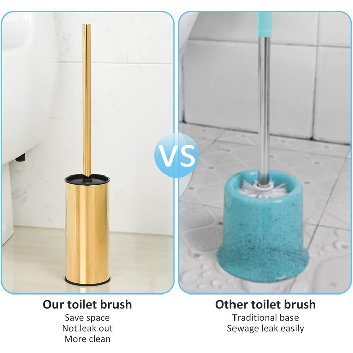 Тримач для унітазної щітки BGL, нержавіюча сталь, золотистий, круглий, підлоговий, для ванної кімнати