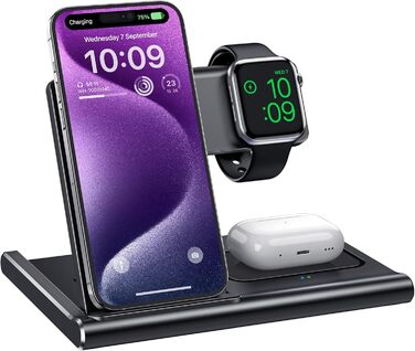 Бездротова зарядка 3-в-1 для Apple Watch, iPhone та AirPods (чорний)