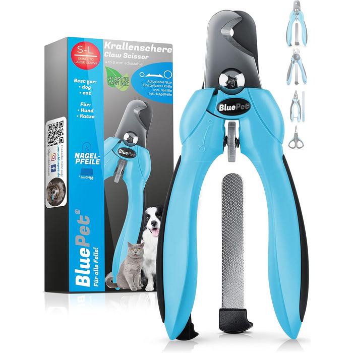 Професійні когтерізки BluePet Profi для собак та котів - регульовані, з напилком, M-XL