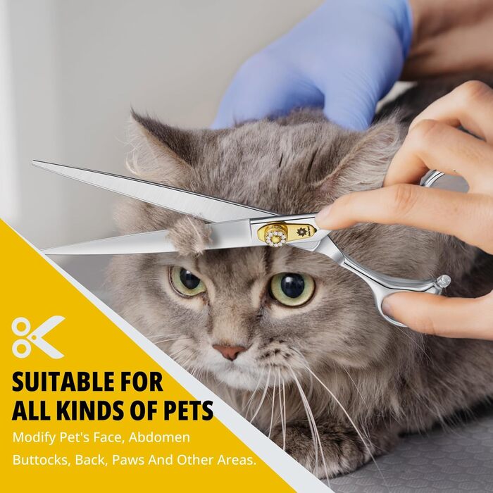 Професійна ножиця для грумінгу собак та котів Dream Reach 8 дюймів, 440C нержавіюча сталь, ергономічна ручка, регульований гвинт