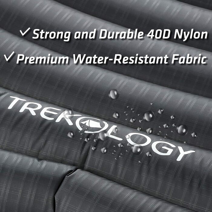 Надувна ізомат TREKOLOGY UL80 - легка туристична ізомат для кемпінгу, сірий, 190 см