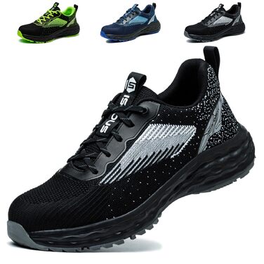 Зручні захисні черевики ISOOUS для чоловіків та жінок. Легкі, дихаючі, з металевим підноском, антиковзаючі, чорні, 45 EU