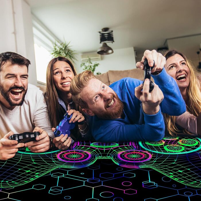 HOLAVIDA 3D Vortex Illusion Rug, Blacklight-UV Reactive Area Rug, Non-Slip Fluorescent Play Mat, Glow-in-the-Dark Kids' Playroom Decor 180x120cm Style-7