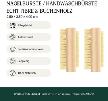 HOFMEISTER® Bath Brush with soft natural bristles, made of pear wood, 44 cm length, Made in Germany (Nail Brush, 2)