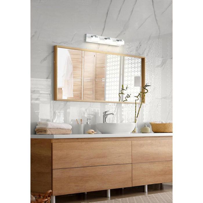 EGLO LED Wall Lamp Romendo 1, 3-Flame Wall Light Bathroom Dimmable, Bathroom Lamp made of Metal in Chrome and Satin-Finish Plastic, LED Damp-Proof Light Warm White, IP44