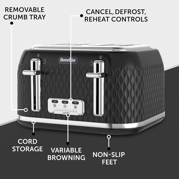 Електричний чайник Breville VKT017 Curve, 1.7 л, 3000 Вт, чорний