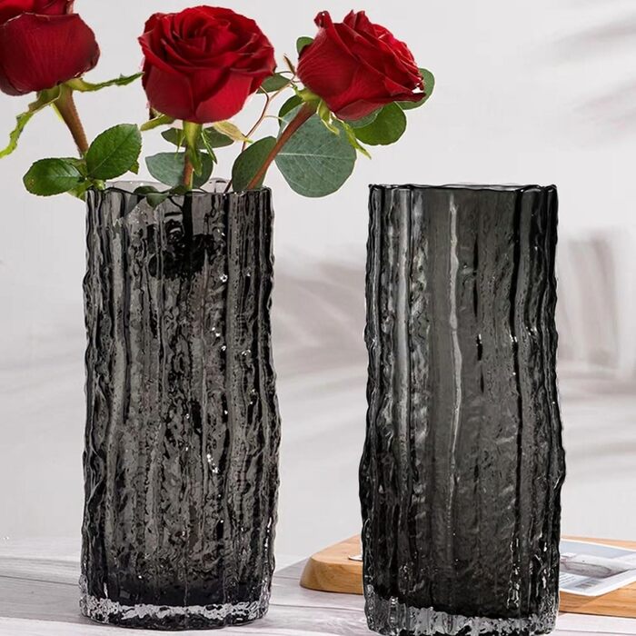 Скляна ваза QEEYON - сучасний циліндр, велика декор ваза, ручної роботи, прозора, 30x10 см, для дому, офісу, весілля, подарунок